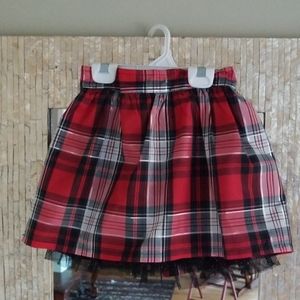 Polyester taffeta party skirt red plaid size 6X